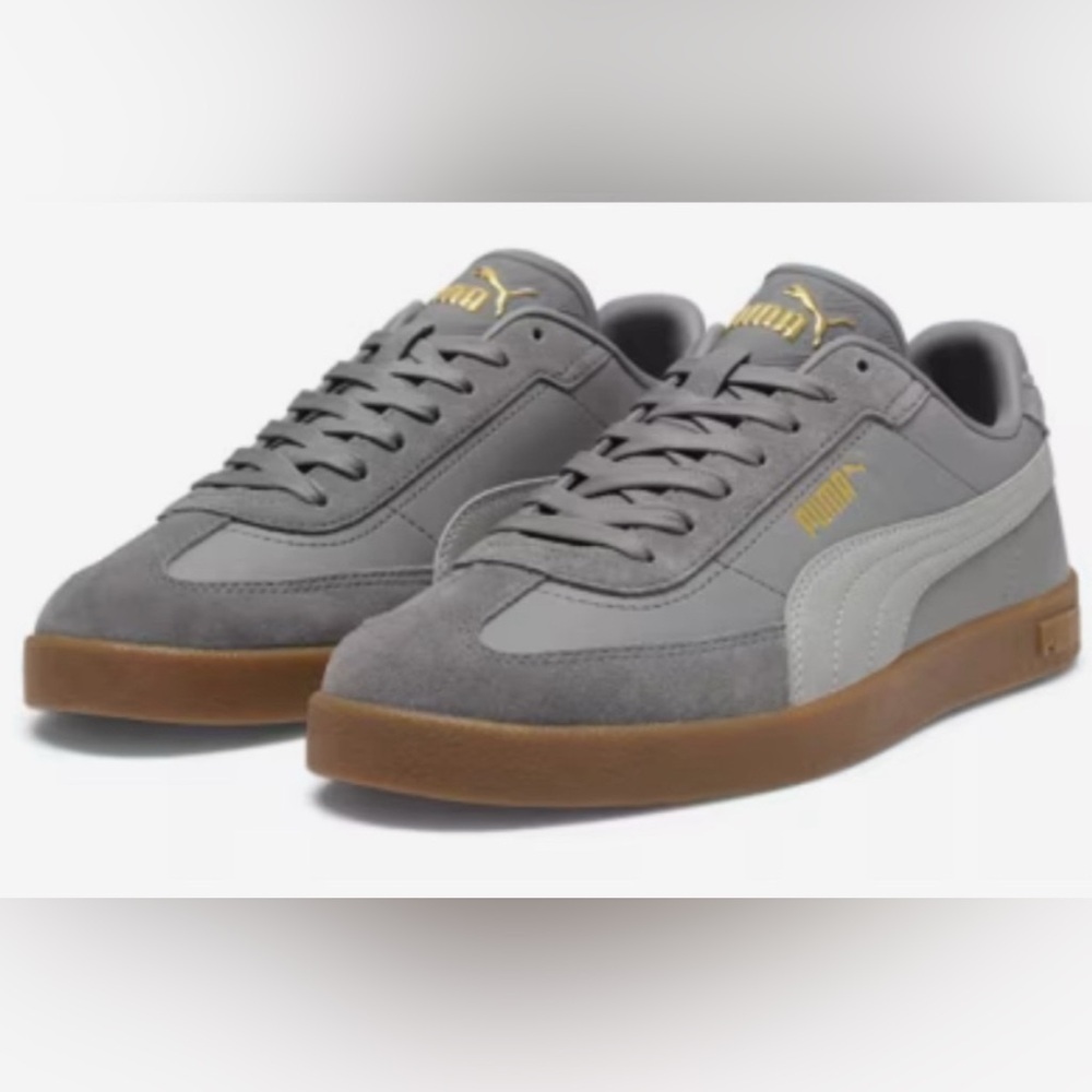 Puma Club II Era Sneakers. Cast Iron Gray, Puma Gold. Men’s shoe size 7.5